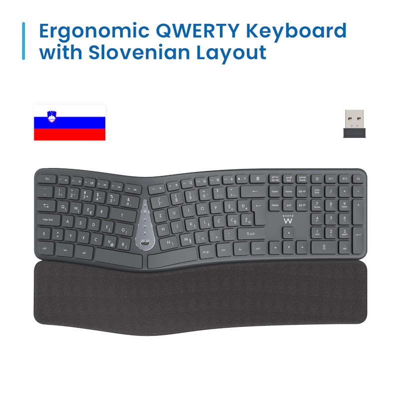 EW3289 | Multi-connection Ergonomic Wireless Keyboard, Win/Android SI | Ewent | distributori informatica